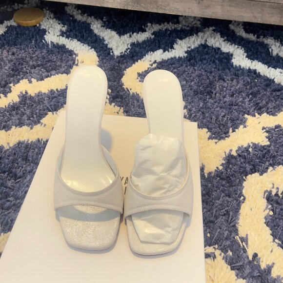 NIB Maryam Nassir Zadeh Lido Suede Wedge Slip On Sandal in Pearl Size 39.5 - Picture 3 of 11